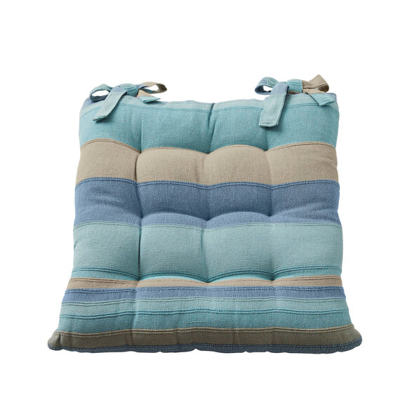 Galette de chaise carrée rayée - lot de 2 (céladon) Galette de chaise carrée rayée - lot de 2 (céladon)